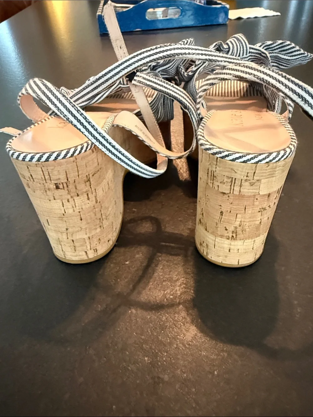 Kate SpadeStriped Knot-Front Cork Platform Sandal 7 bow